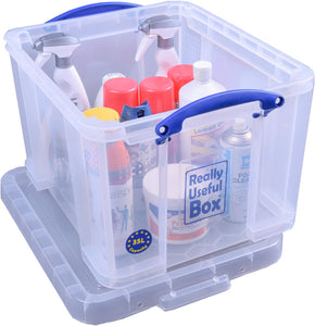 35 Litre Clear Strong Really Useful Home Storage Box with Lid