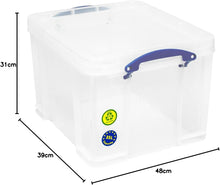 Load image into Gallery viewer, 35 Litre Clear Strong Really Useful Home Storage Box with Lid