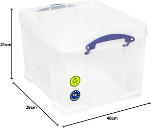 35 Litre Clear Strong Really Useful Home Storage Box with Lid