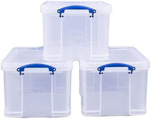 Load image into Gallery viewer, 35 Litre Clear Strong Really Useful Home Storage Box with Lid