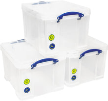 Load image into Gallery viewer, 35 Litre Clear Strong Really Useful Home Storage Box with Lid