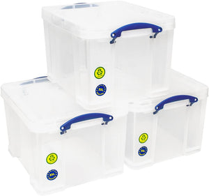 35 Litre Clear Strong Really Useful Home Storage Box with Lid