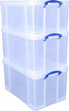 Load image into Gallery viewer, Mega Pack of 2 84 Litre and 1 64 Litre Large Clear Strong Really Useful Storage Boxes with Lids