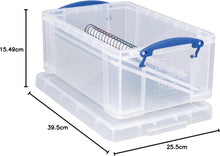 Load image into Gallery viewer, Pack of 4 9 Litre Clear Strong Really Useful Home Storage Boxes with Lids