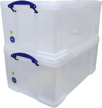 Load image into Gallery viewer, Pack of 2 64 Litre Large Clear Strong Really Useful Home Storage Boxes with Lids