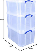 Load image into Gallery viewer, Mega Pack of 2 84 Litre and 1 64 Litre Large Clear Strong Really Useful Storage Boxes with Lids