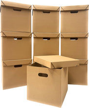 Load image into Gallery viewer, Pack of 10 Strong Cardboard Cube Storage Boxes with Lid and Handles