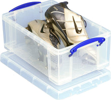 Load image into Gallery viewer, Pack of 4 9 Litre Clear Strong Really Useful Home Storage Boxes with Lids