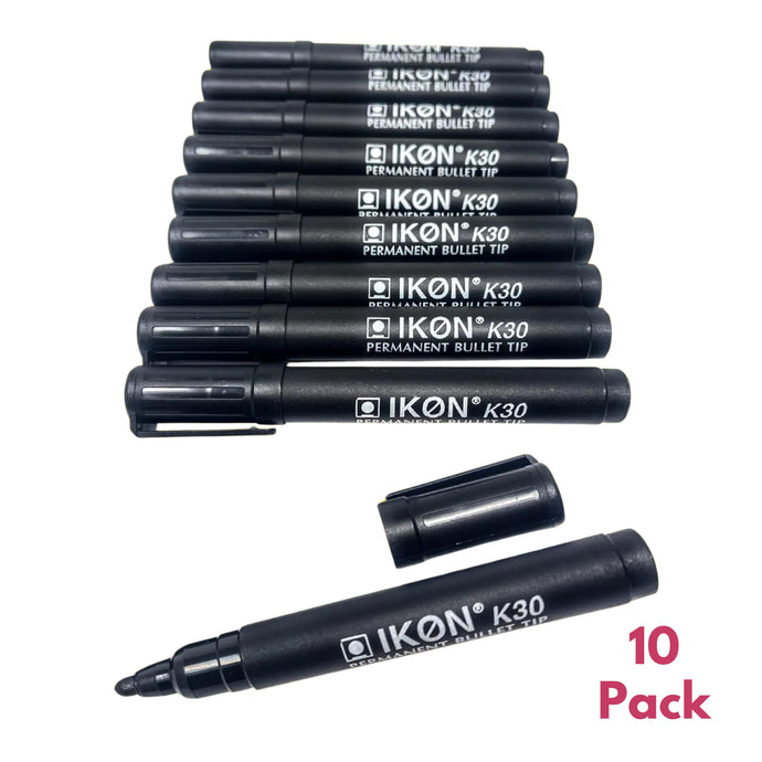Pack of 10 Bullet Tip Permanent Marker Pens Waterproof