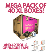 Load image into Gallery viewer, Pack of 40 Extra Large Moving House Cardboard Boxes