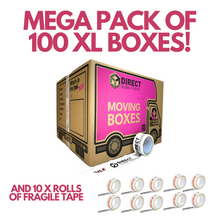 Load image into Gallery viewer, Pack of 100 Extra Large Moving House Cardboard Boxes