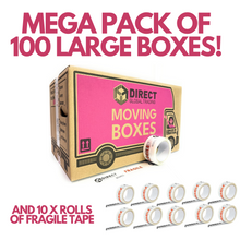 Load image into Gallery viewer, Pack of 100 Large Strong Moving House Cardboard Boxes