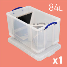 Load image into Gallery viewer, 84 Litre Large Clear Strong Really Useful Home Storage Box with Lid